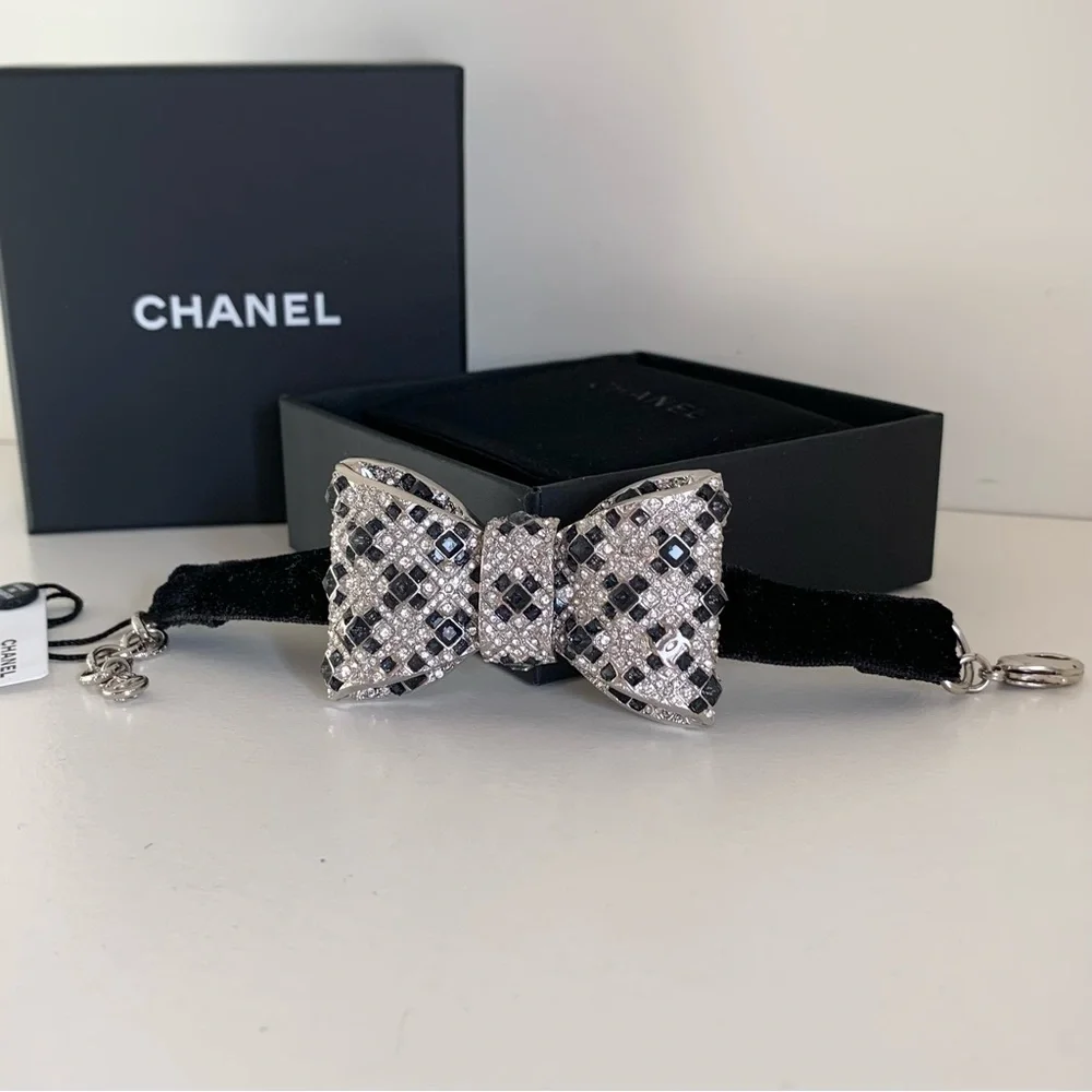 CHANEL Crystal Bow Bracelet